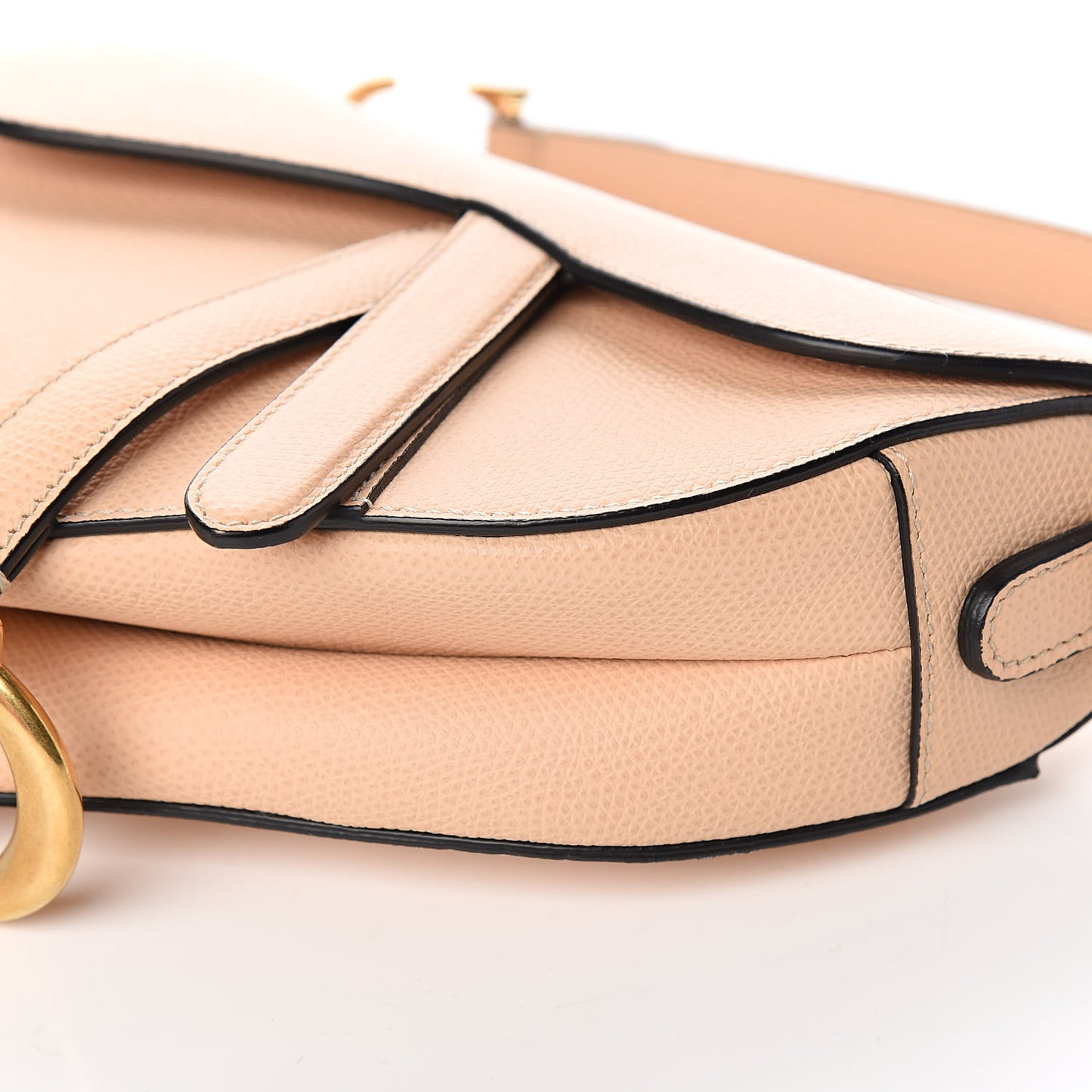 Grained Calfskin Mini Saddle Bag Nude