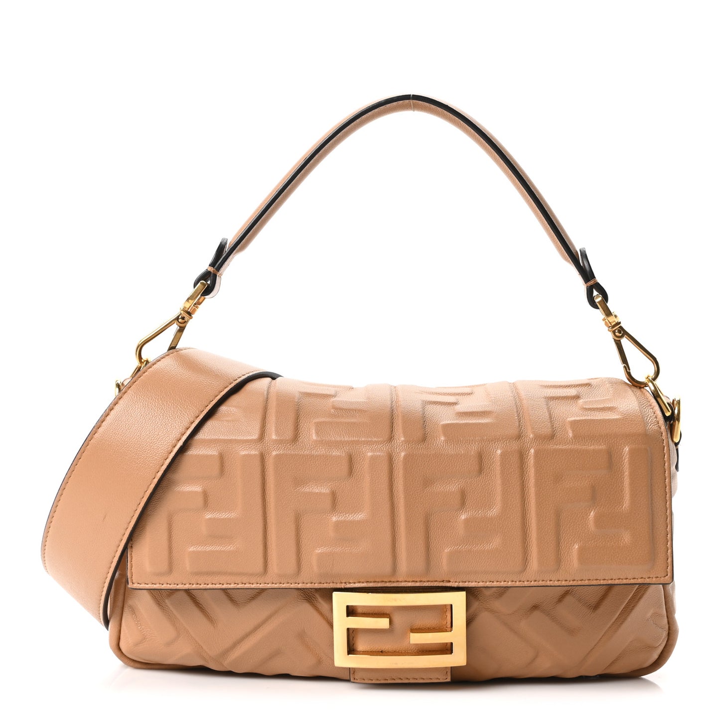 Nappa FF 1974 Embossed Baguette Miele Scuro