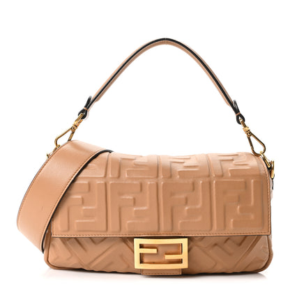 Fendi Nappa FF 1974 Embossed Baguette Miele Scuro 1 of 10