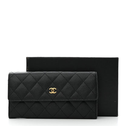 Chanel Caviar Quilted Large Gusset Flap Wallet Black 9 of 9