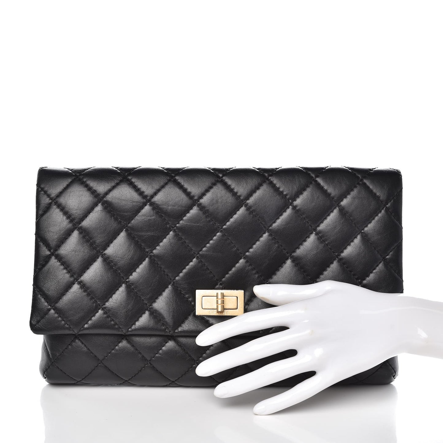 Aged Calfskin Quilted Reissue 2.55 Clutch Black