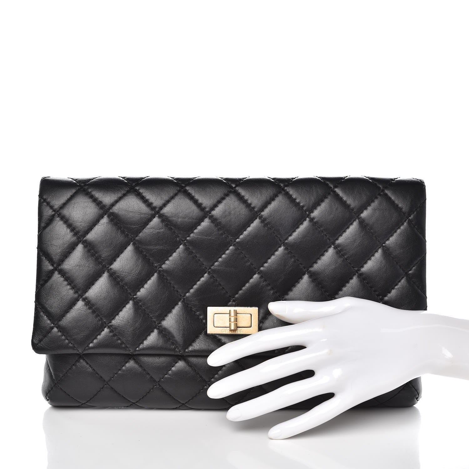 Chanel Aged Calfskin Quilted Reissue 2.55 Clutch Black 2 of 7