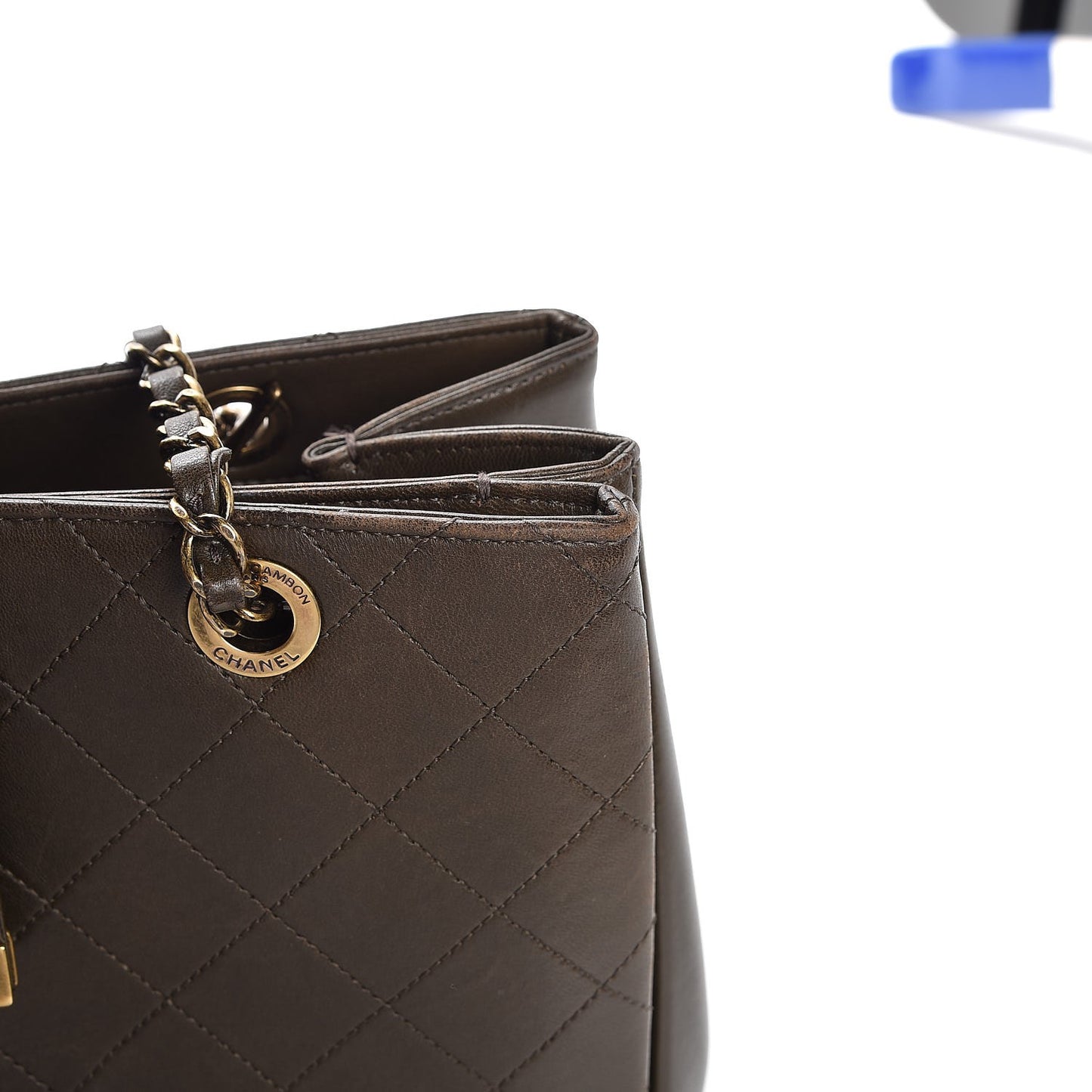 Lambskin Around The Corner Medium Shopping Tote Khaki