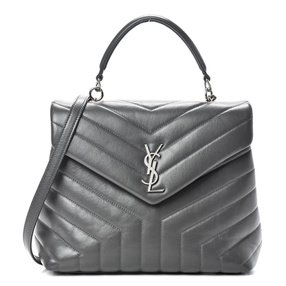 Saint Laurent Calfskin Y Quilted Monogram Medium Loulou Satchel Kaki Fonce 1 of 14