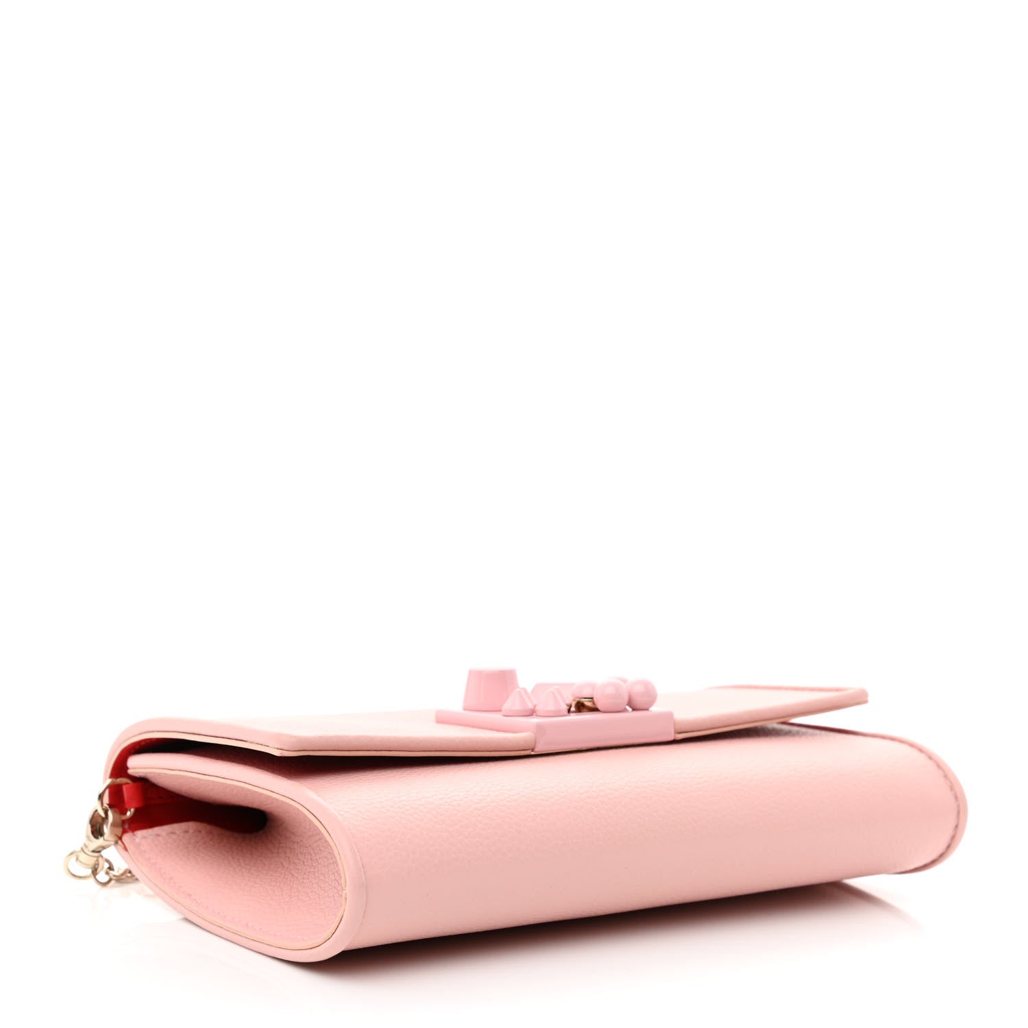 Christian Louboutin Calfskin Studded Flap Carasky Clutch Rosy 4 of 10