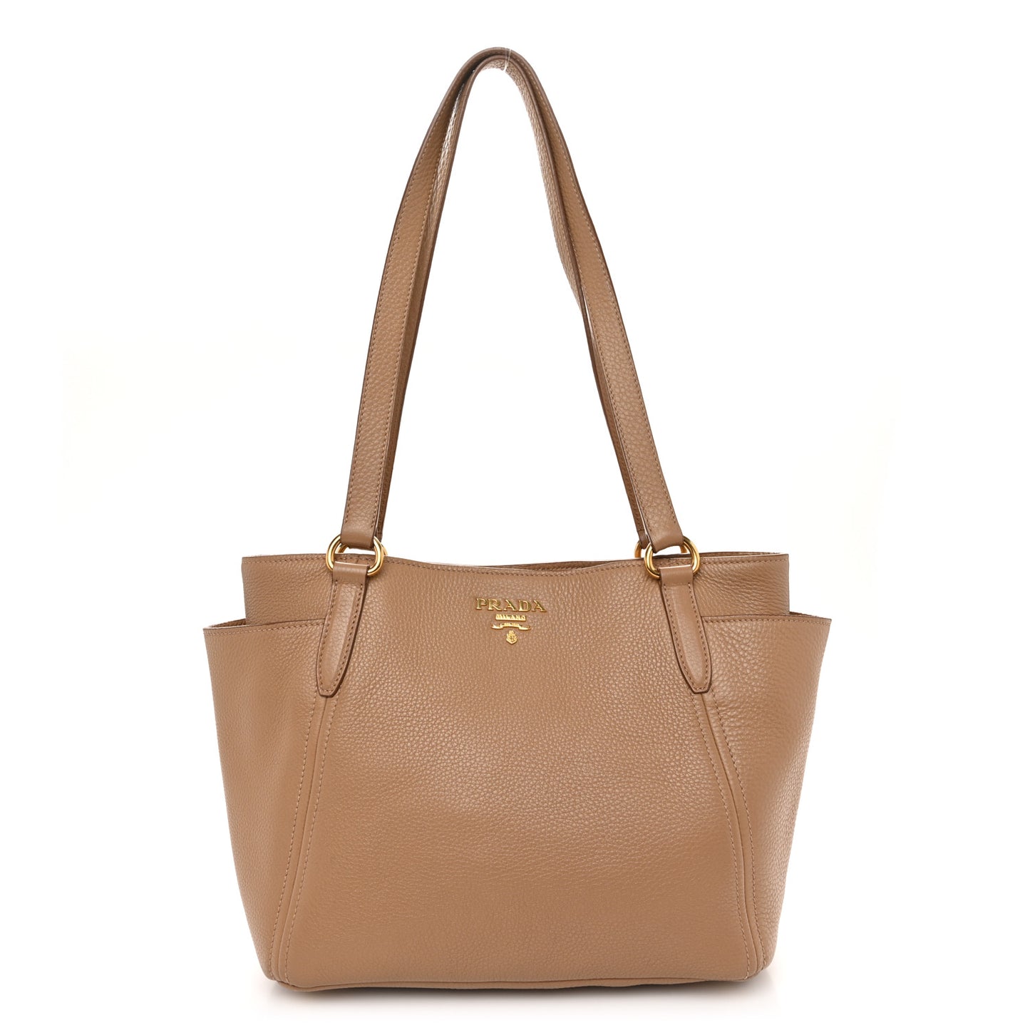 Vitello Daino Side Pocket Shoulder Bag Tote Sesamo