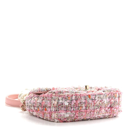 Chanel Tweed Mini Pearl Handle Flap Pink Beige Orange Ecru 4 of 9