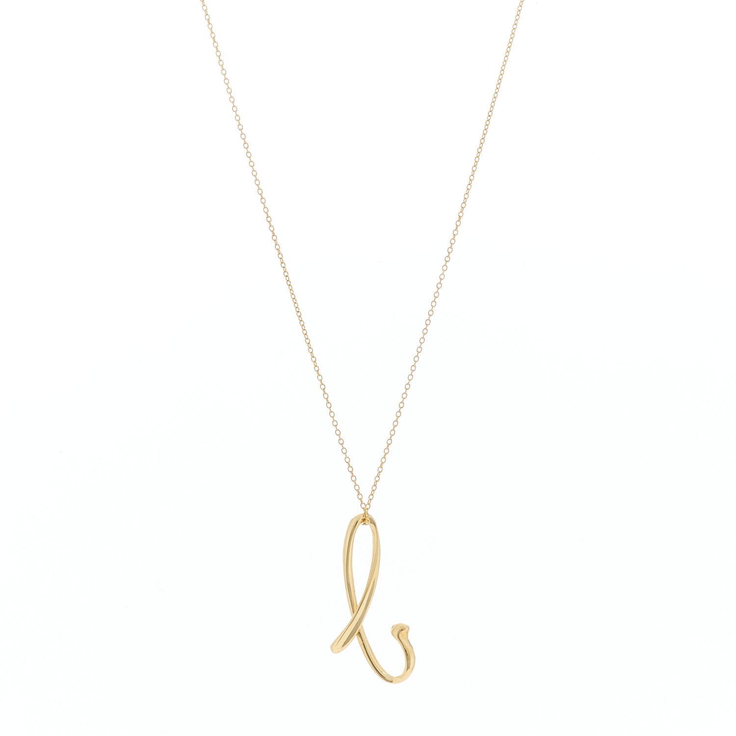 Tiffany 18K Yellow Gold Elsa Peretti Letter B Pendant Necklace 1 of 5