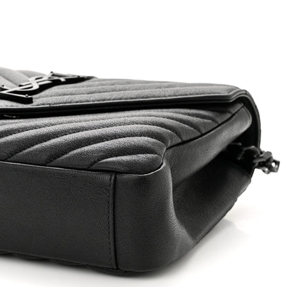Saint Laurent Sheepskin Matelasse Chevron Monogram Monochrome Medium College Bag Black 10 of 10