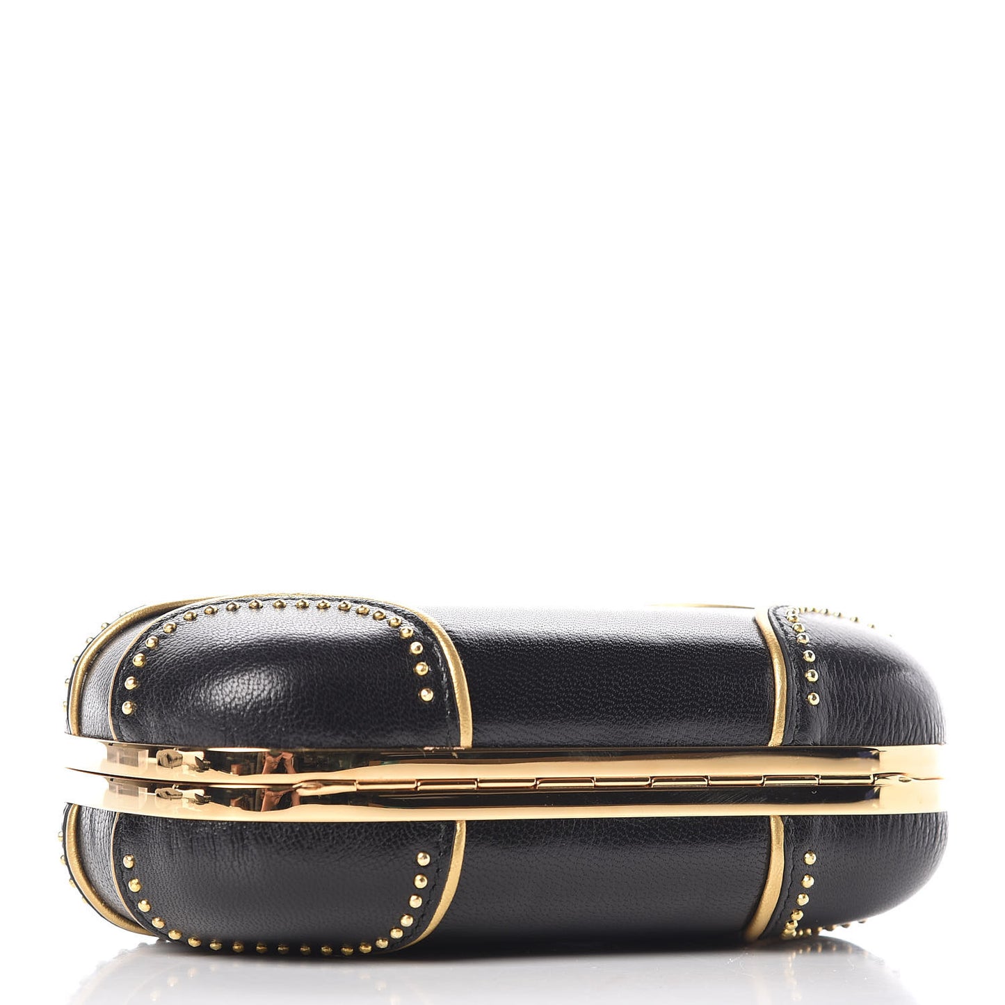 Nappa Studded Skull Box Clutch Black