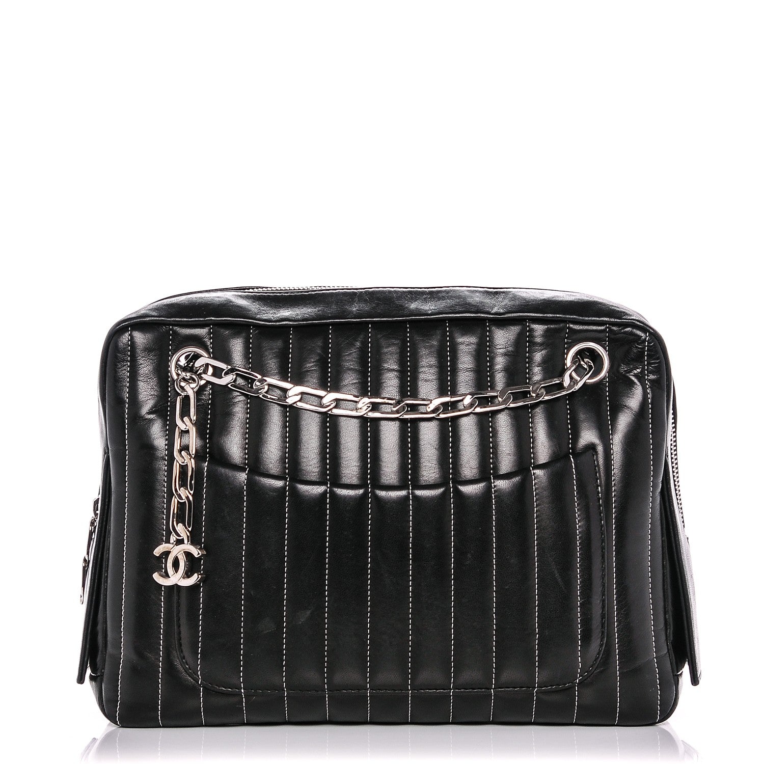 Chanel Lambskin Vertical Quilted Mademoiselle Camera Case Black 1 of 7