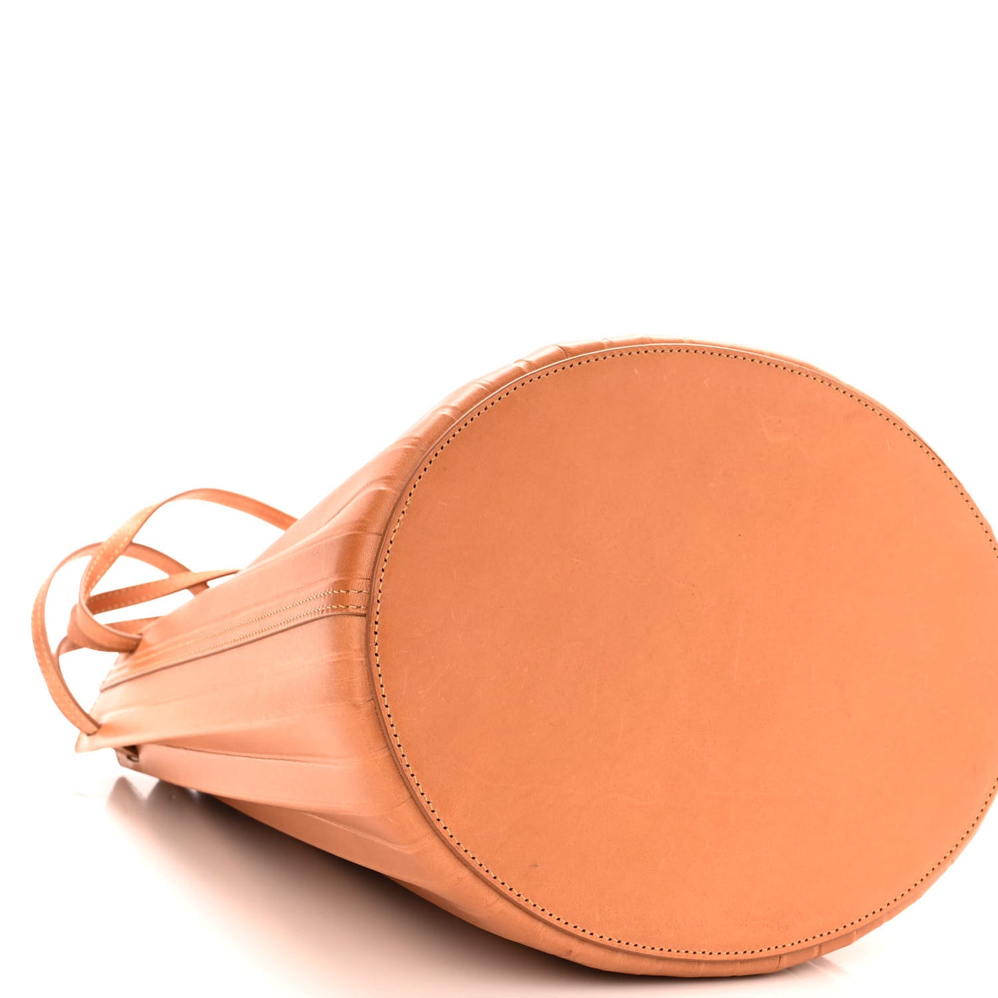 Vegetable Tanned Calfskin Pleated Bucket Bag Camello