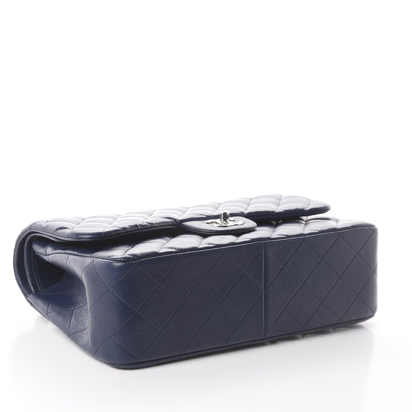Caviar Quilted Jumbo Double Flap Navy Blue