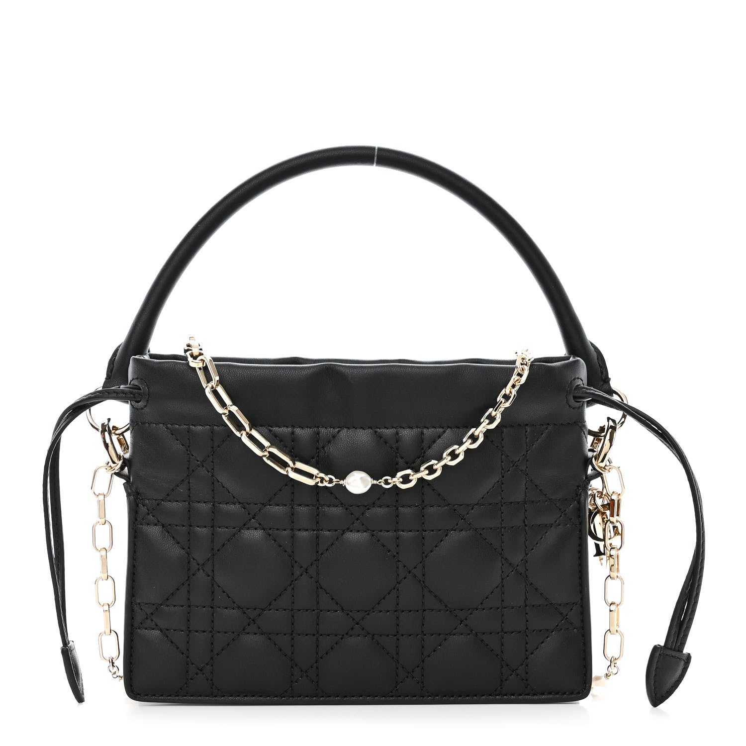 Christian Dior Lambskin Cannage Milly Mini Drawstring Bag Black 1 of 10