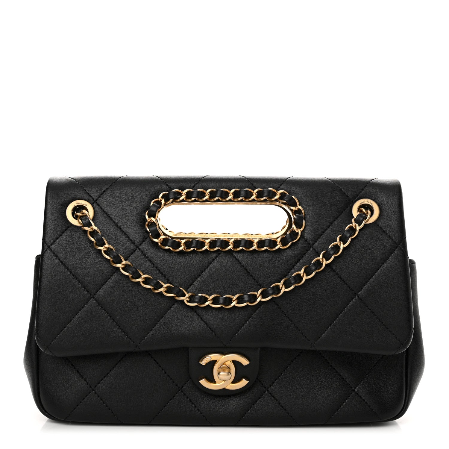 Chanel Lambskin Small Chain Handle Flap Bag Black 1 of 10