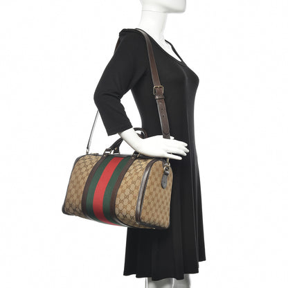 Gucci Monogram Vintage Web Medium Boston Dark Brown 2 of 9