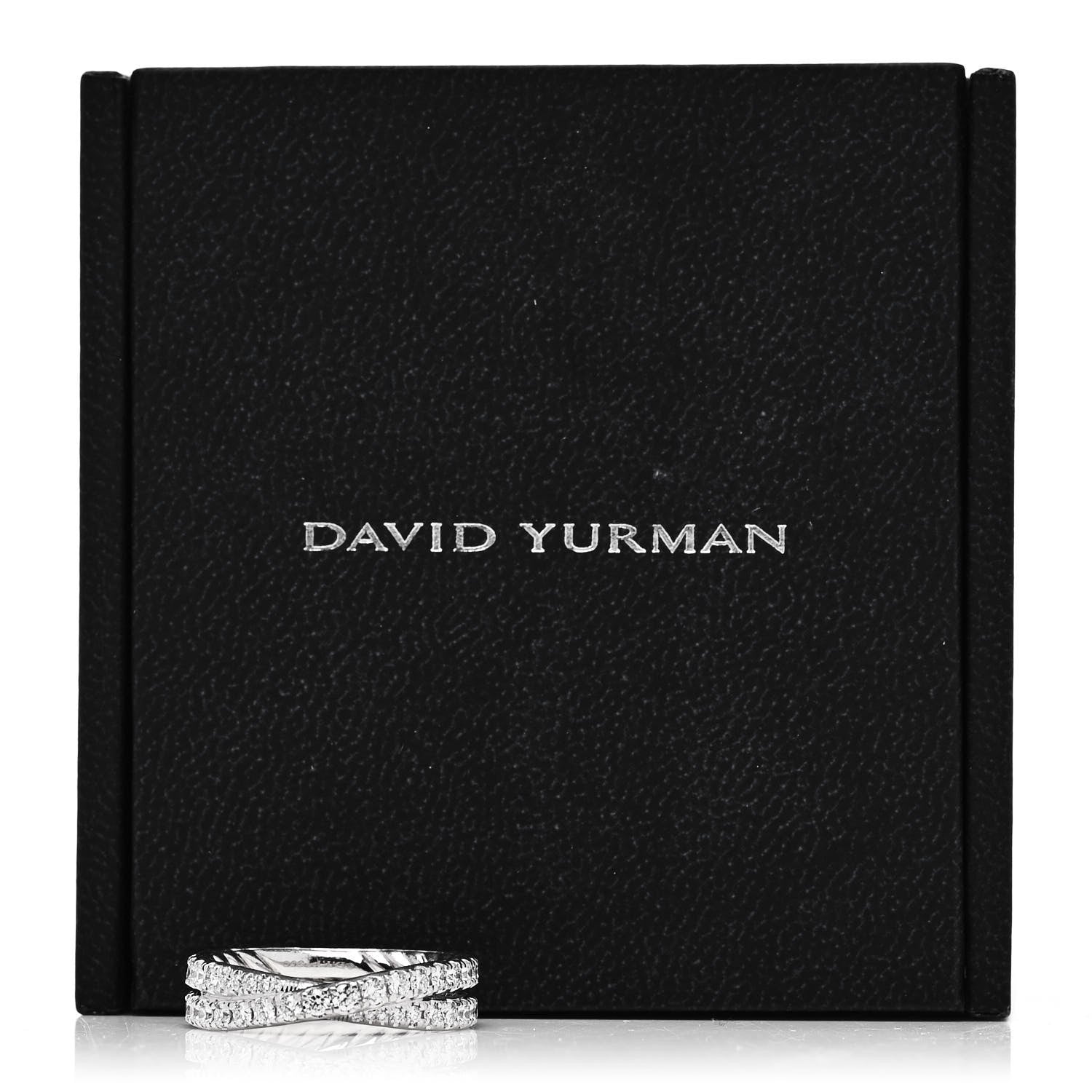 David Yurman Platinum Diamond Crossover Wedding Band Ring 52 6 5 of 5