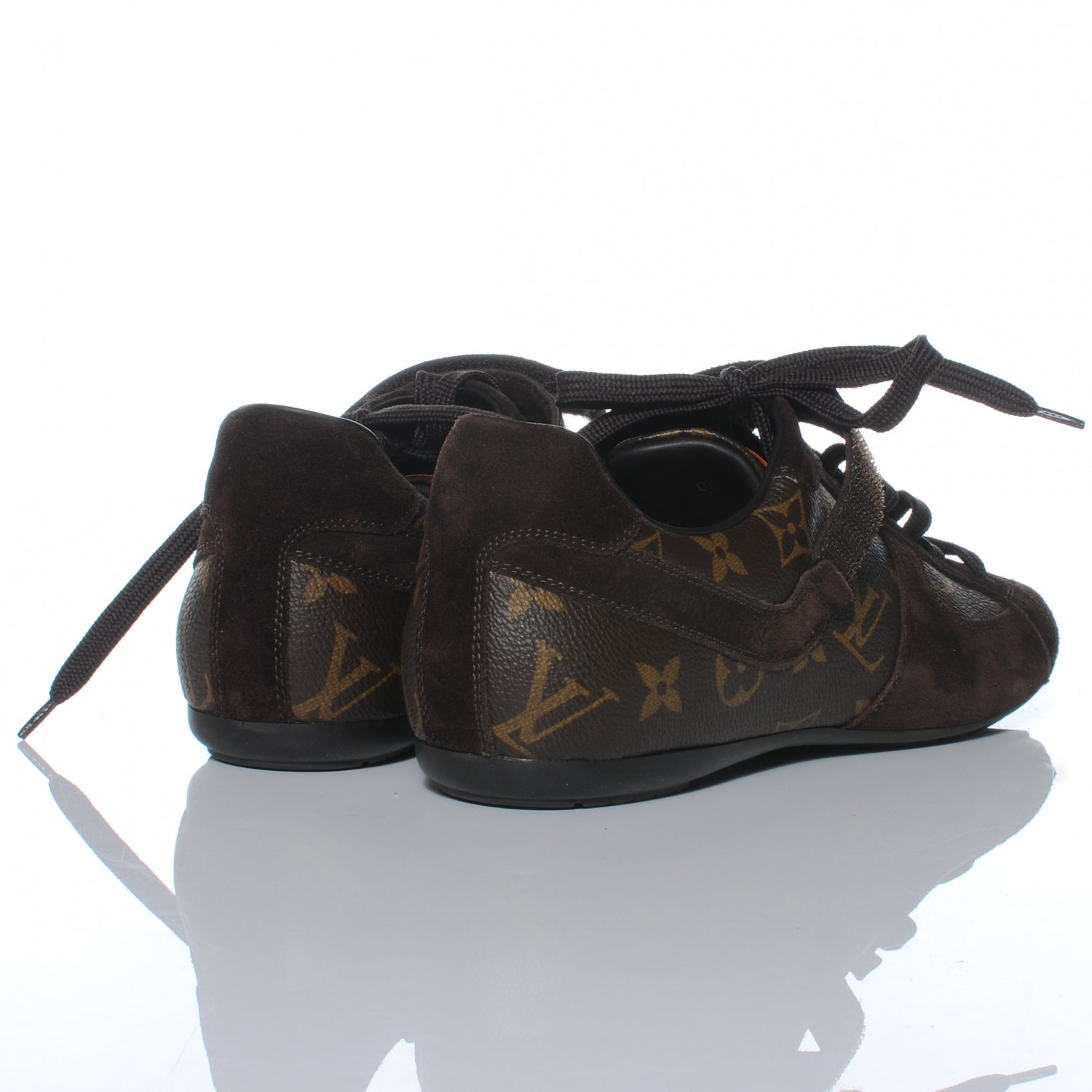 Louis Vuitton Suede Monogram Globe Trotter Sneakers 38 4 of 7