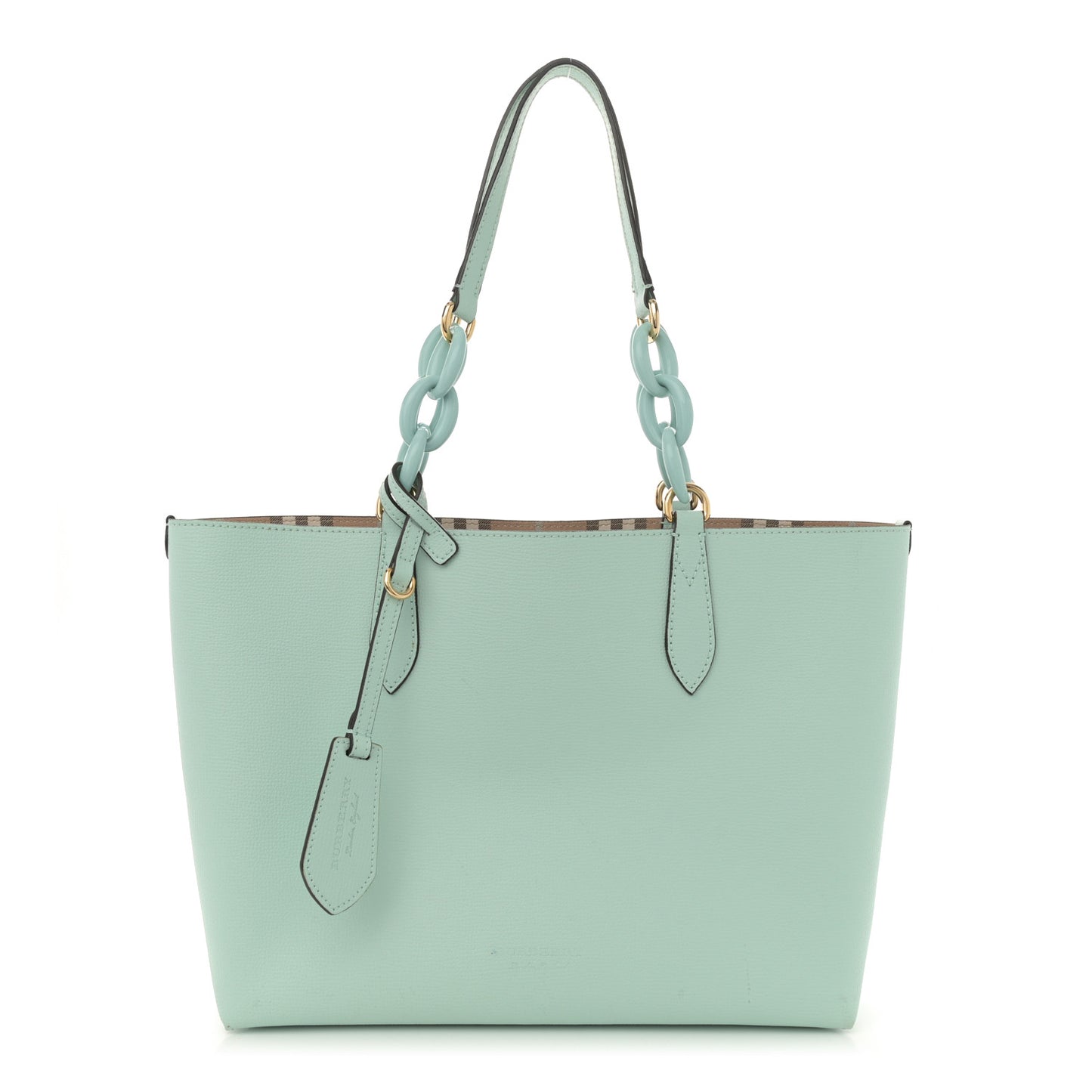 Calfskin Haymarket Check Small Reversible Tote Pale Opal