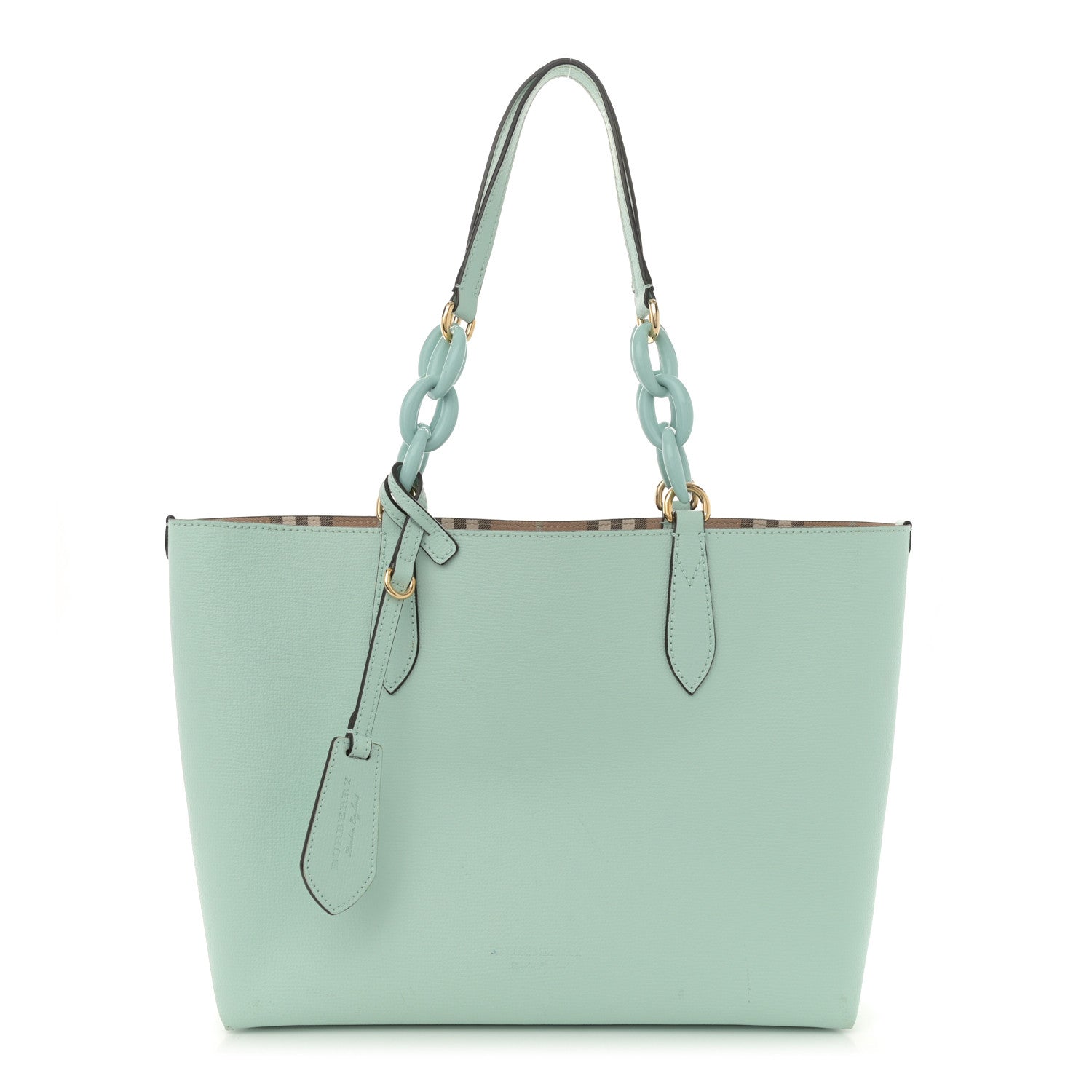 Burberry Calfskin Haymarket Check Small Reversible Tote Pale Opal 1 of 12