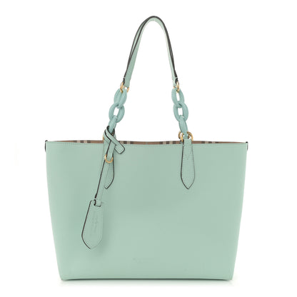 Burberry Calfskin Haymarket Check Small Reversible Tote Pale Opal 1 of 12