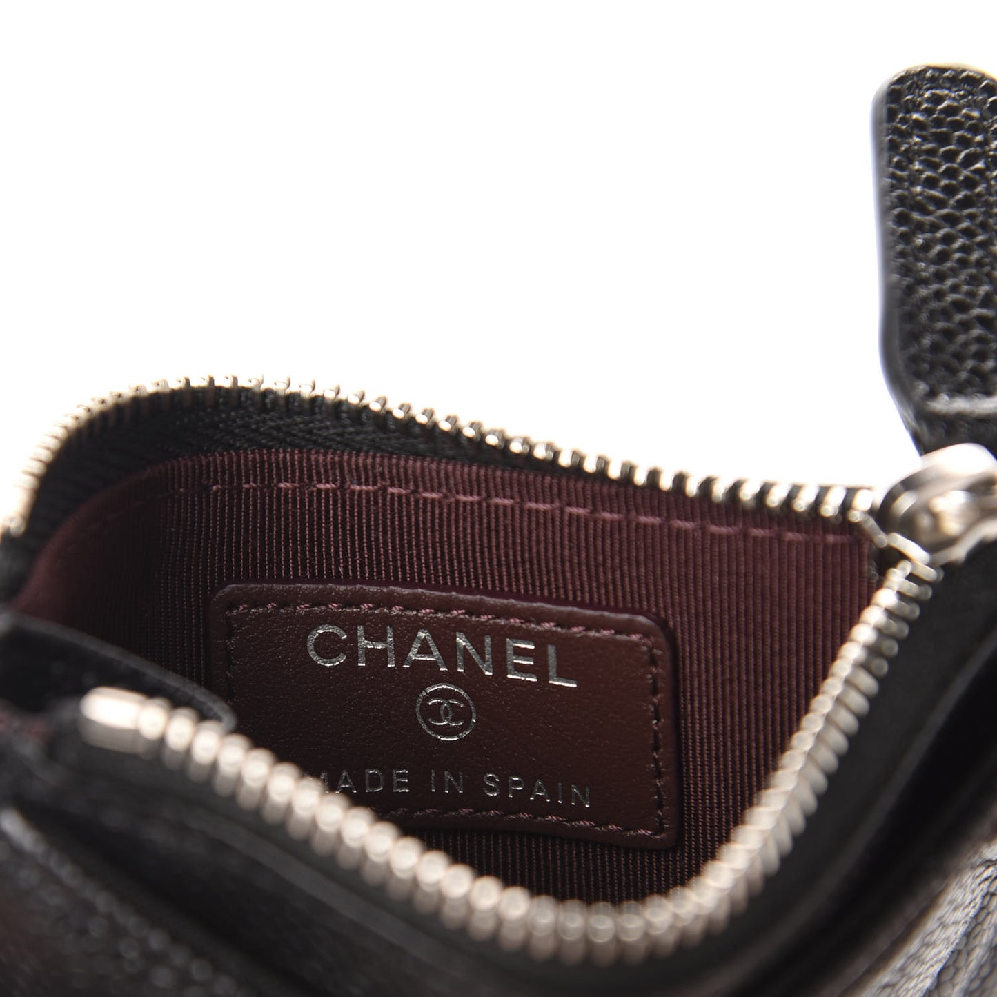 Caviar Quilted CC Zip Card Holder Black