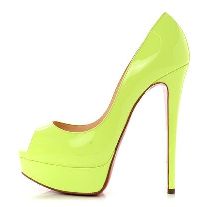 Christian Louboutin Patent Lady Peep 150 Pumps 36 Fluo Yellow 1 of 9