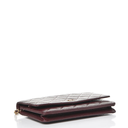 Chanel Caviar Quilted Wallet on Chain WOC Burgundy 4 of 9