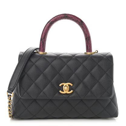 Chanel Caviar Lizard Embossed Quilted Mini Coco Handle Flap Black 1 of 9