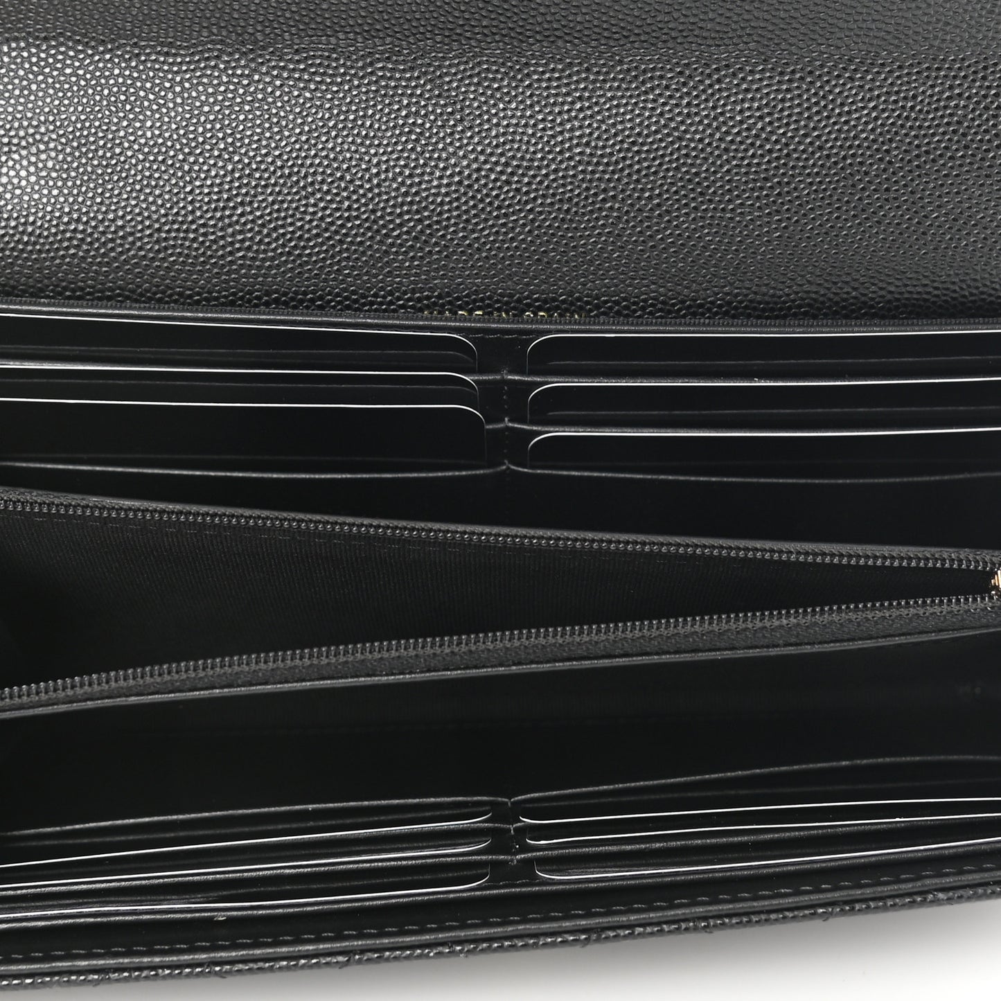 Caviar Quilted Crystal CC Large Gusset Flap Wallet Black