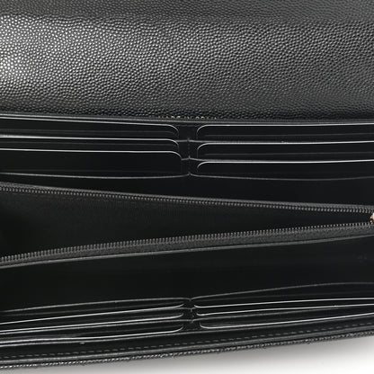 Chanel Caviar Quilted Crystal CC Large Gusset Flap Wallet Black 5 of 10