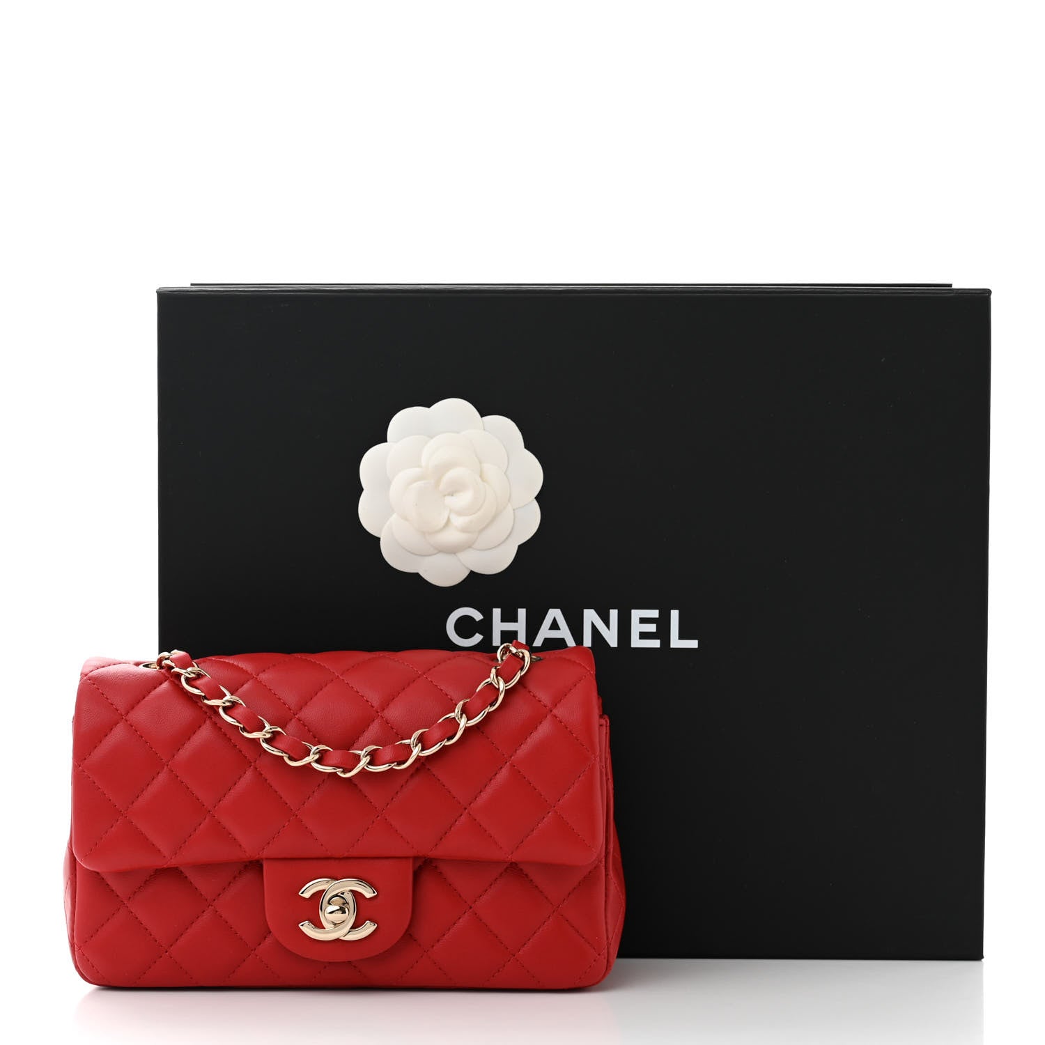 Chanel Lambskin Quilted Mini Rectangular Flap Red 11 of 11