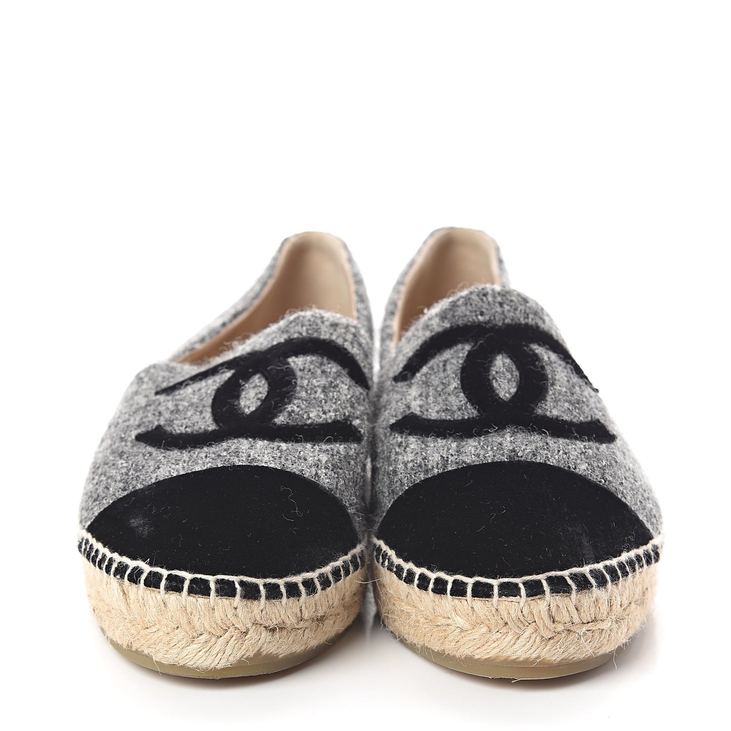 Tweed Velvet CC Espadrilles 40 Grey Black