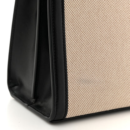 Saint Laurent Canvas Calfskin Medium Classic Monogram Cassandra Top Handle Natural Black 13 of 13
