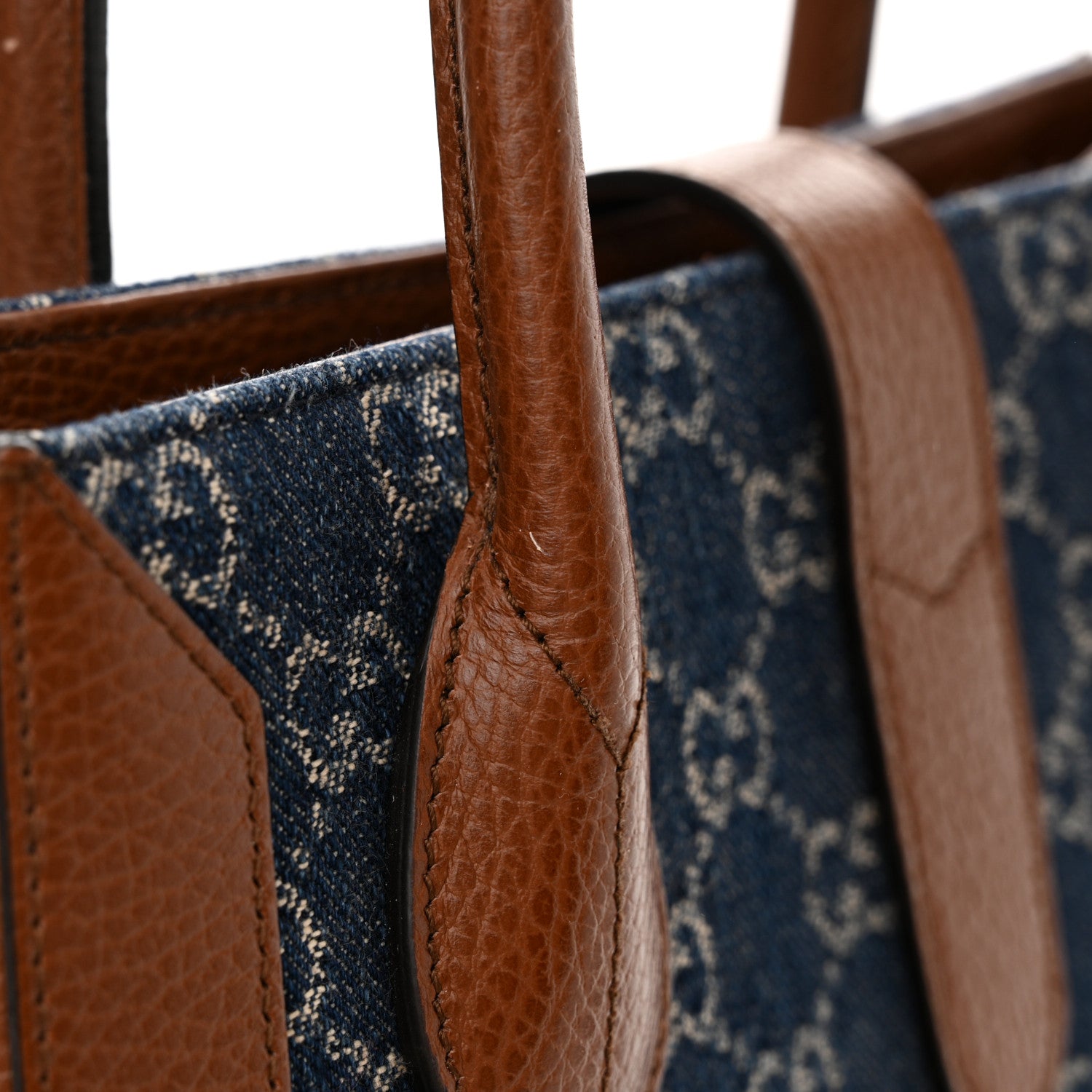 Gucci New Denim GG Monogram Dollar Calfskin Medium Jackie 1961 Tote Blue Tea Cuir Epilog 14 of 19