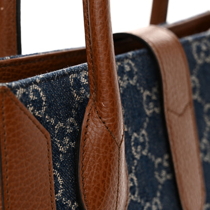 Gucci New Denim GG Monogram Dollar Calfskin Medium Jackie 1961 Tote Blue Tea Cuir Epilog 14 of 19