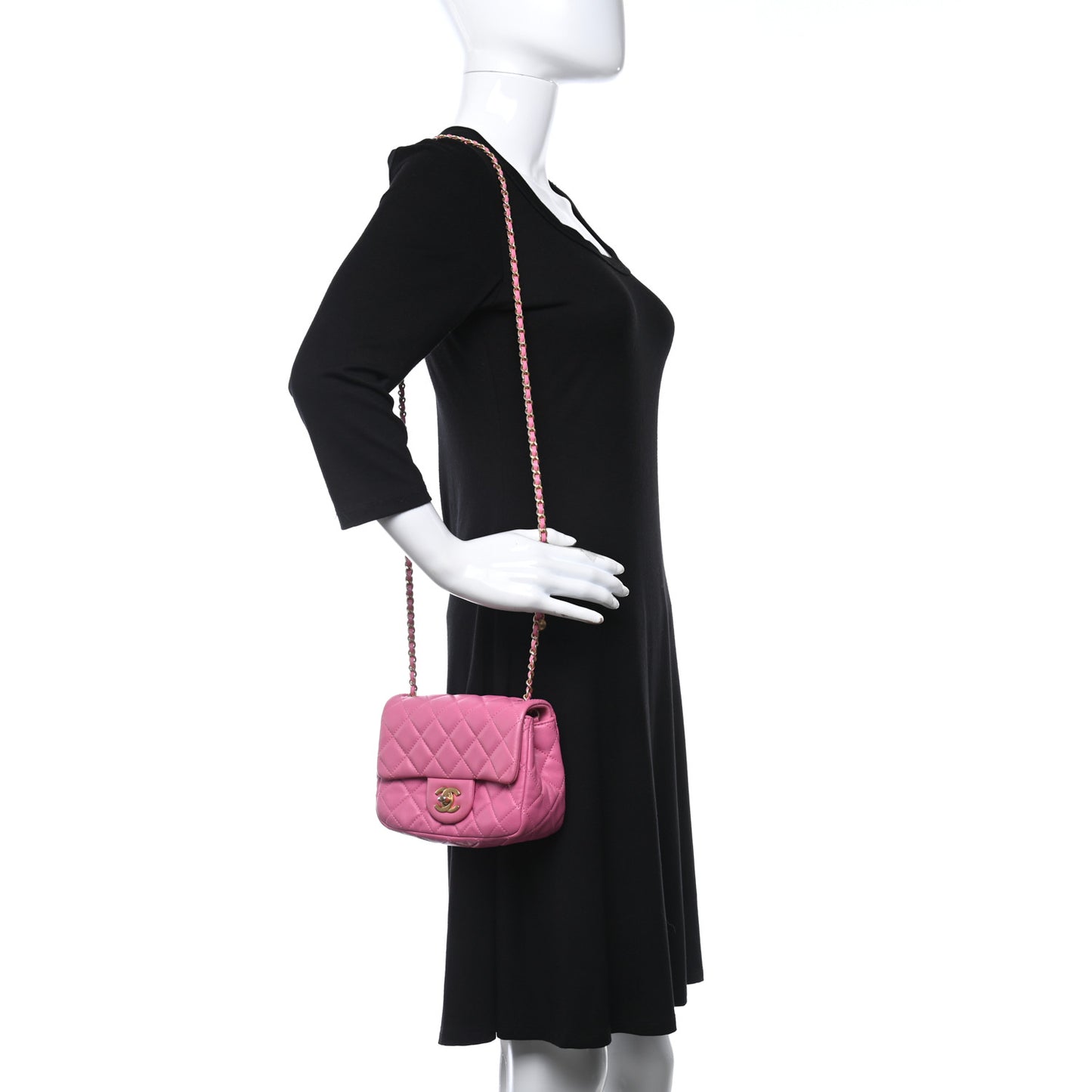 Lambskin Quilted Mini Pearl Crush Flap Pink