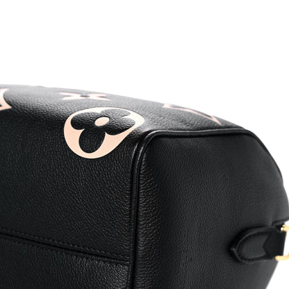 Louis Vuitton Empreinte Monogram Giant Speedy Bandouliere 25 Black Beige 5 of 12