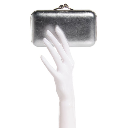 Alexander McQueen Leather Twin Skull Box Clutch Silver 2 of 7