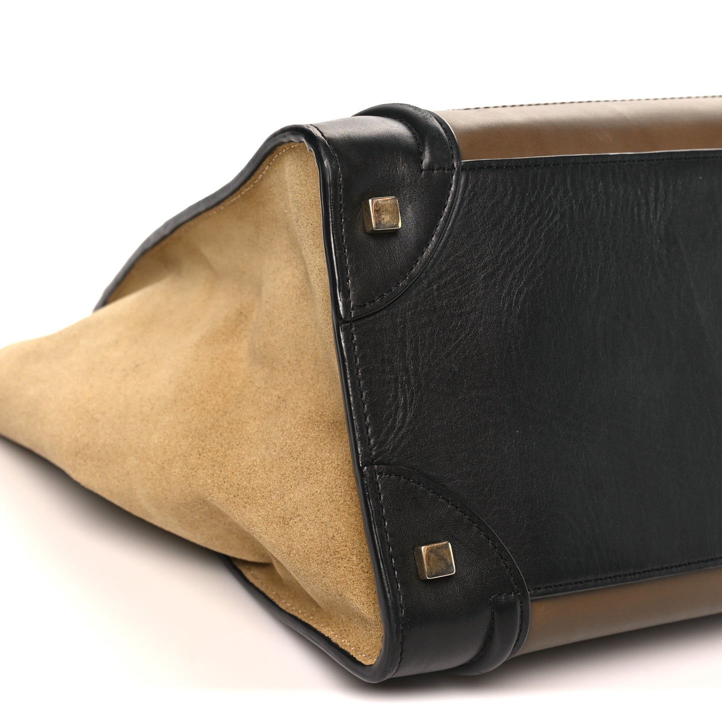 Satin Calfskin Suede Mini Tri-Color Luggage Olive