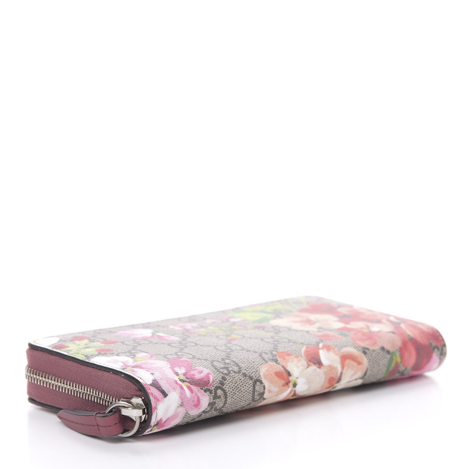 Gucci GG Supreme Monogram Blooms Zip Around Wallet Beige Multicolor Dry Rose 4 of 9