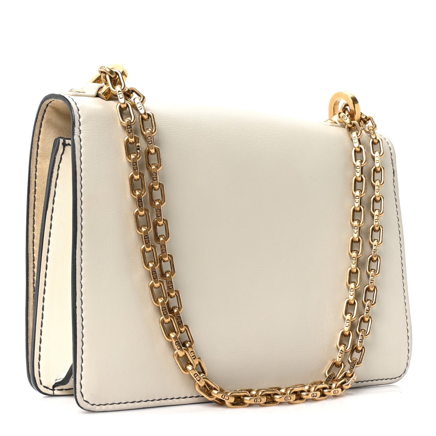 Calfskin J'Adior Chain Flap Bag Off White