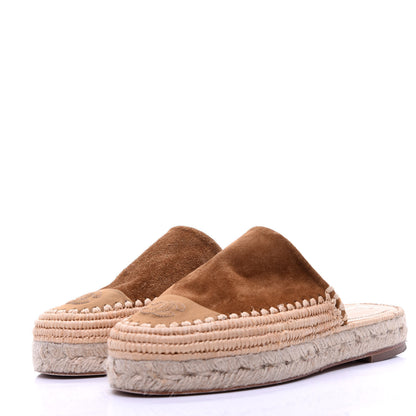 Chanel Suede Grosgrain CC Espadrille Mules 36 Dark Beige 4 of 12