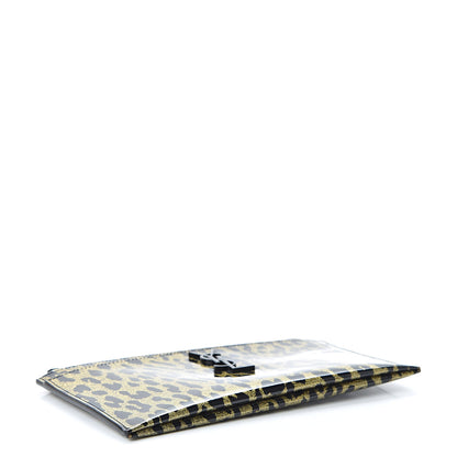 Saint Laurent Patent Glitter Leopard Monogram Zip Pouch Gold Black 4 of 7