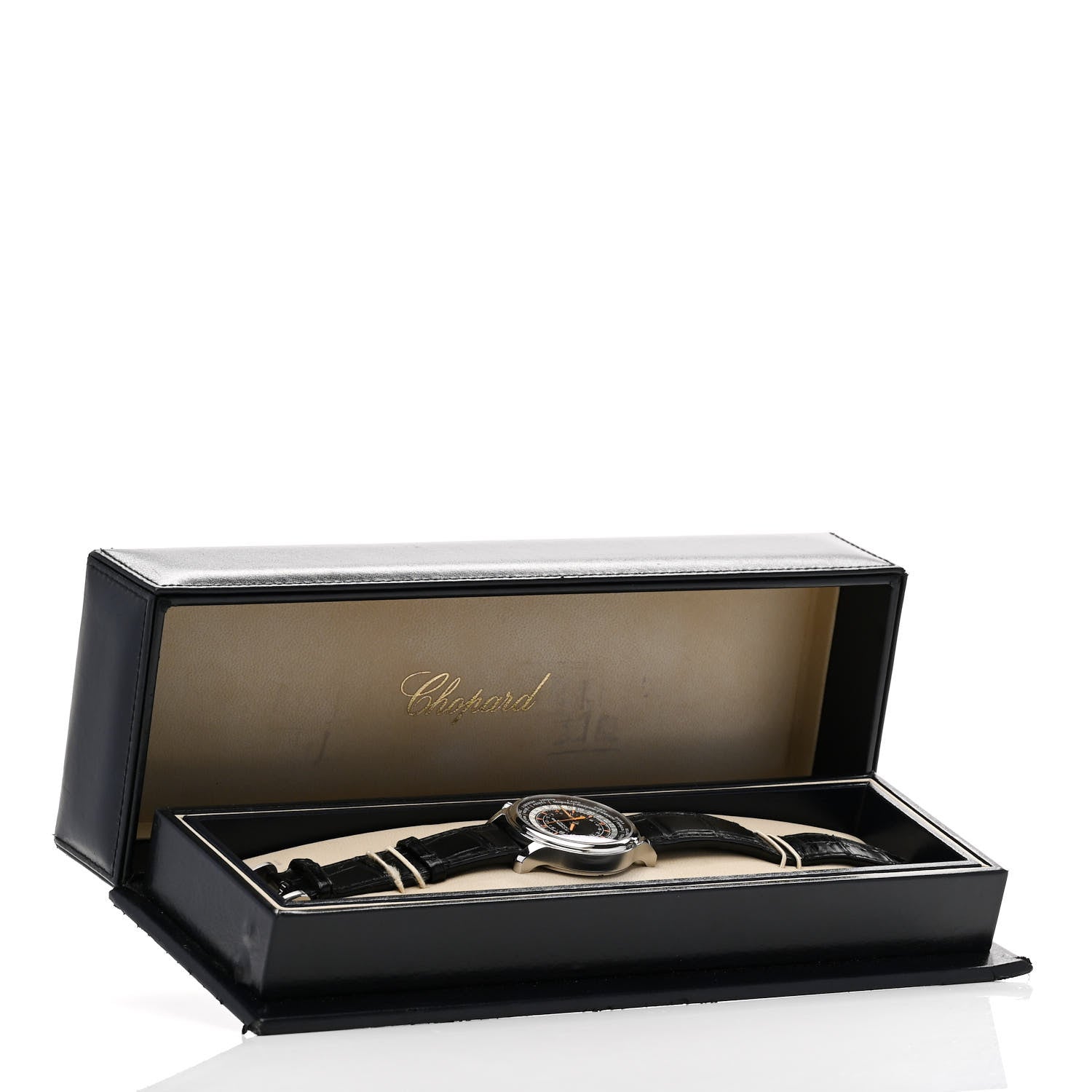 Chopard Stainless Steel Alligator 42mm L.U.C GMT One Automatic Watch Black 5 of 5