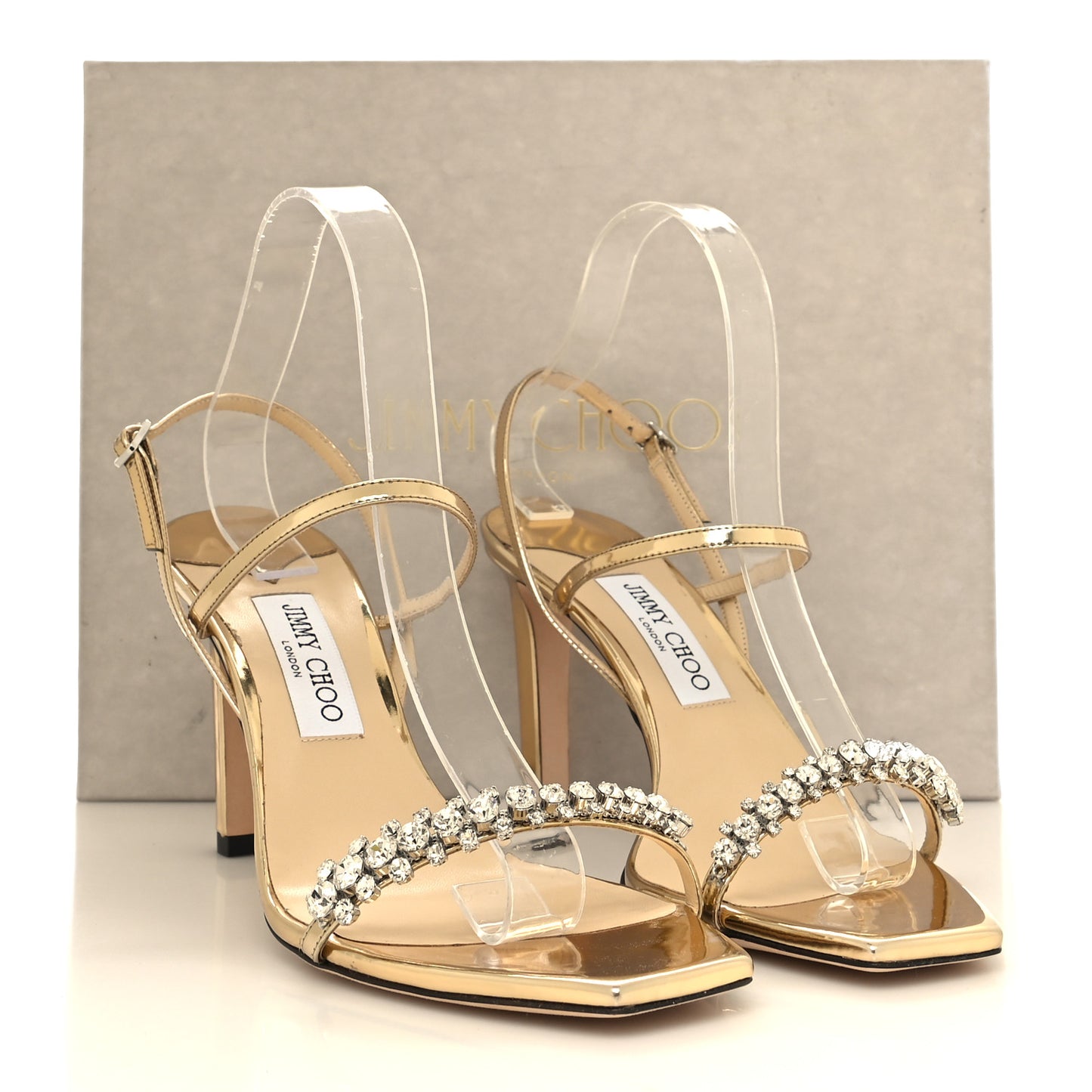 Patent Crystal Merira Sandals 40.5 Gold