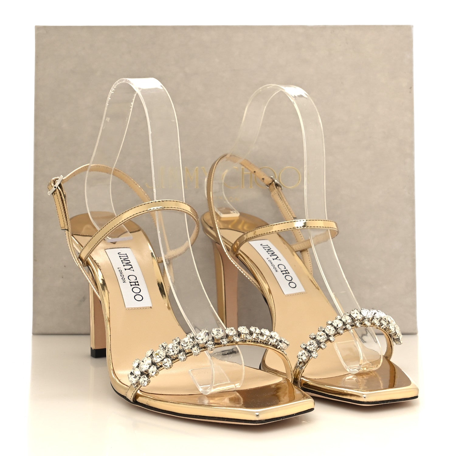 Jimmy Choo Patent Crystal Merira Sandals 40.5 Gold 8 of 8