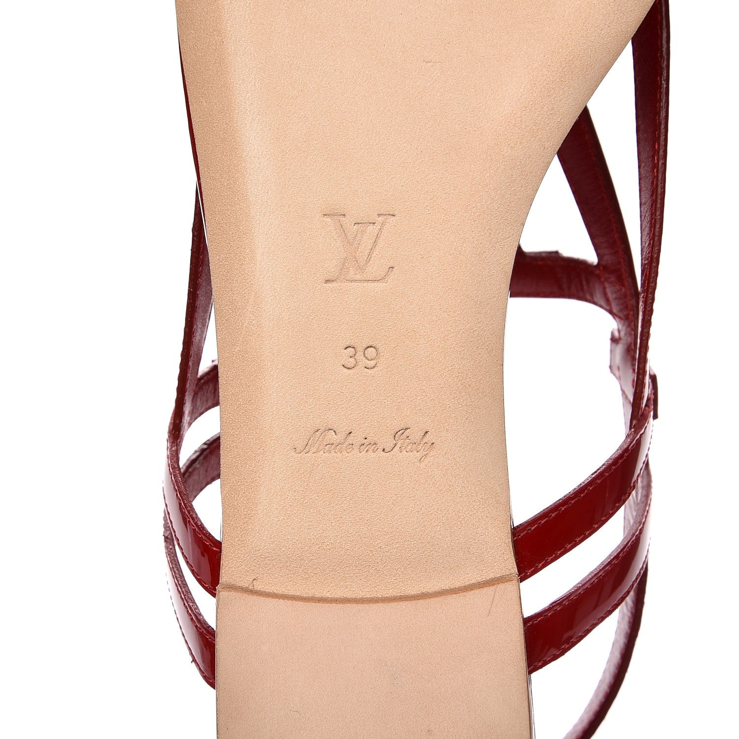 Louis Vuitton Patent Logo Crossing Flat Sandal 39 Rouge 6 of 9