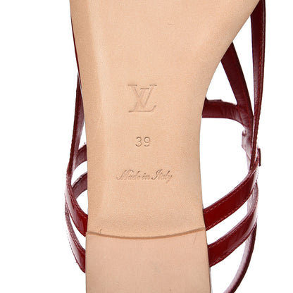 Louis Vuitton Patent Logo Crossing Flat Sandal 39 Rouge 6 of 9