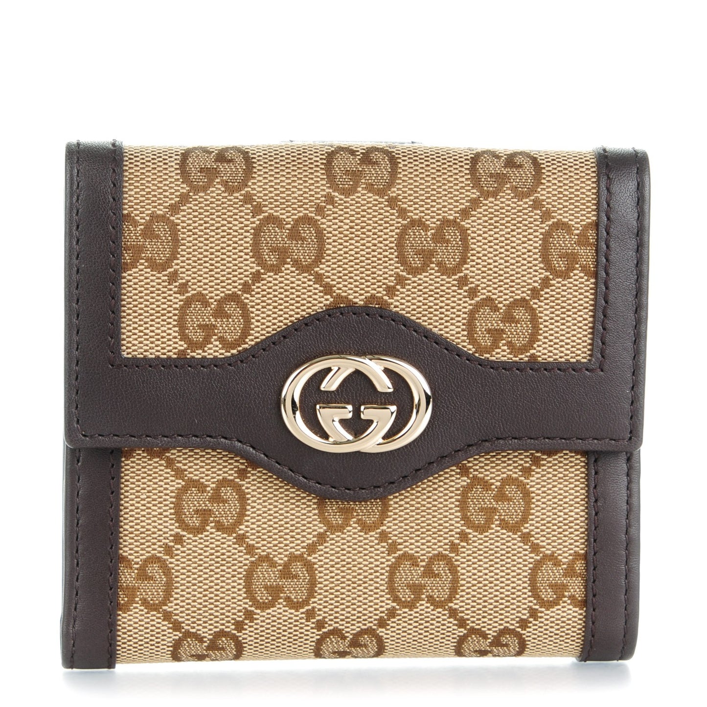 Monogram Margaux Calfskin Sukey French Flap Wallet Beige Ebony Cocoa